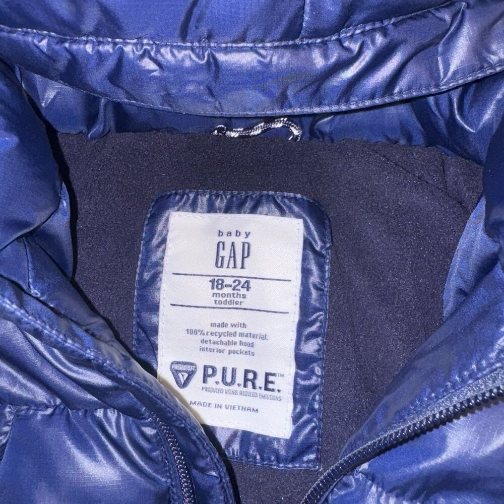 Baby Gap 18-24 Months Hooded Primaloft Warm Winter Coat Lined NEW Navy Blue - Picture 2 of 5